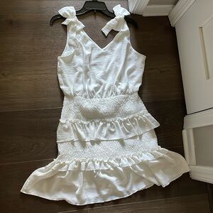 White dress with bow straps